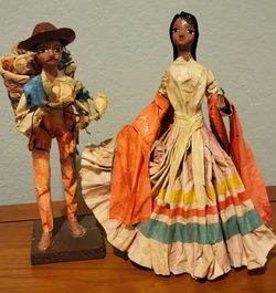 Mexican papier-mâché souvenir dolls.