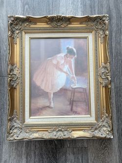 Richard Zolan "Dress Rehearsal" Painting with Ornate Gold Frame