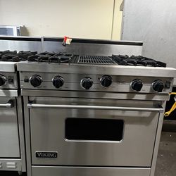 Viking 36”wide All Gas Range Stove In Stainless Steel With Charbroil Grill