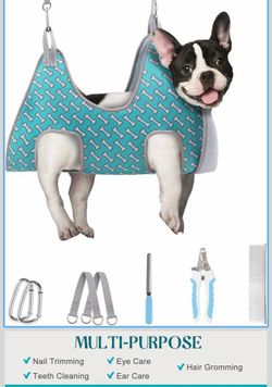 Dog Grooming Hammock Harness for Dogs Cats, Relaxation Pet Nail Clipper Hammock, Restraint Dog & Small Animal Leashes Sling for Groomingk for Nail Tri