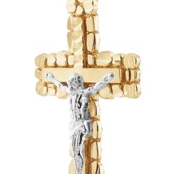 Jewelry 10K Gold with Rhodium Crucifix Cross Pendant 