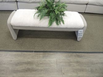 Accent Bench - Ivory Boucle Seat With Greige | Ottoman | Footstool