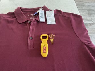 ASU TOMMY BAHAMA GOLF SHIRT WITH ASU BOTTLE OPENER.