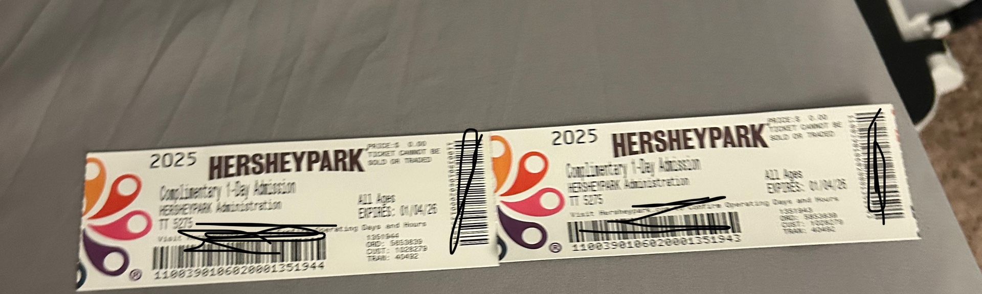 2 HERSHEY PARK TICKETS 