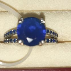 10KF Blue Stone Ring Size 7