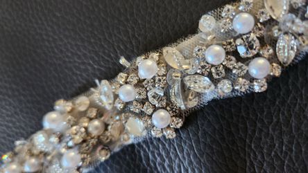 Rhinestone & Pearl Beaded Sash/ Belt