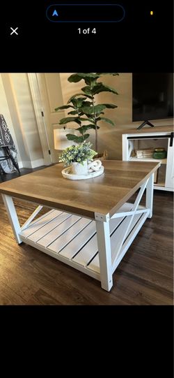 Gracie Oaks Farmhouse Square Coffee Table With Open Storage 31”x31”