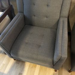 2 Upholstered Blue-Gray Chairs : Like New! 