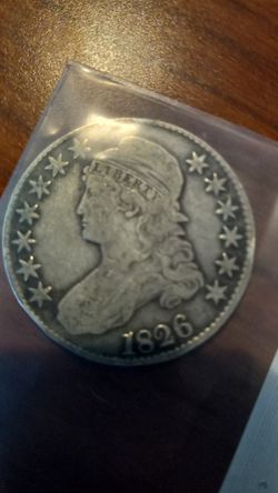 1826 Capped HALF DOLLAR, VF. LETTERED EDGE