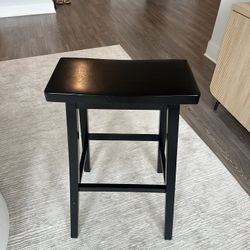 Bar Stool Black Wood Good Condition 