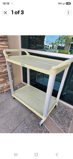 Choice 109CARTBS2GY Beige Small Utility / Bussing Cart with Two Shelves 24"x16"