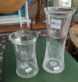 Yankee Candle Crackle Glass Cylinder Set Candle Holder