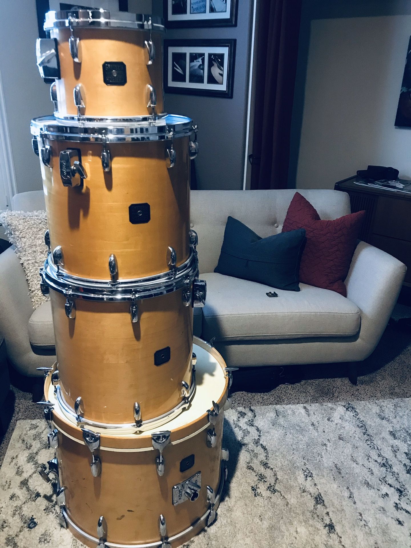 Late 70’s Gretsch USA set 22, 15, 14, 10 (with hard cases)