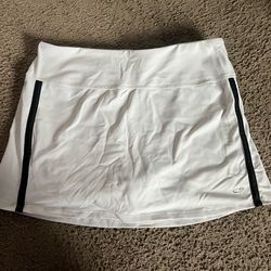 Women’s White Tennis Skirt With Black Stripes and Built In Shorts