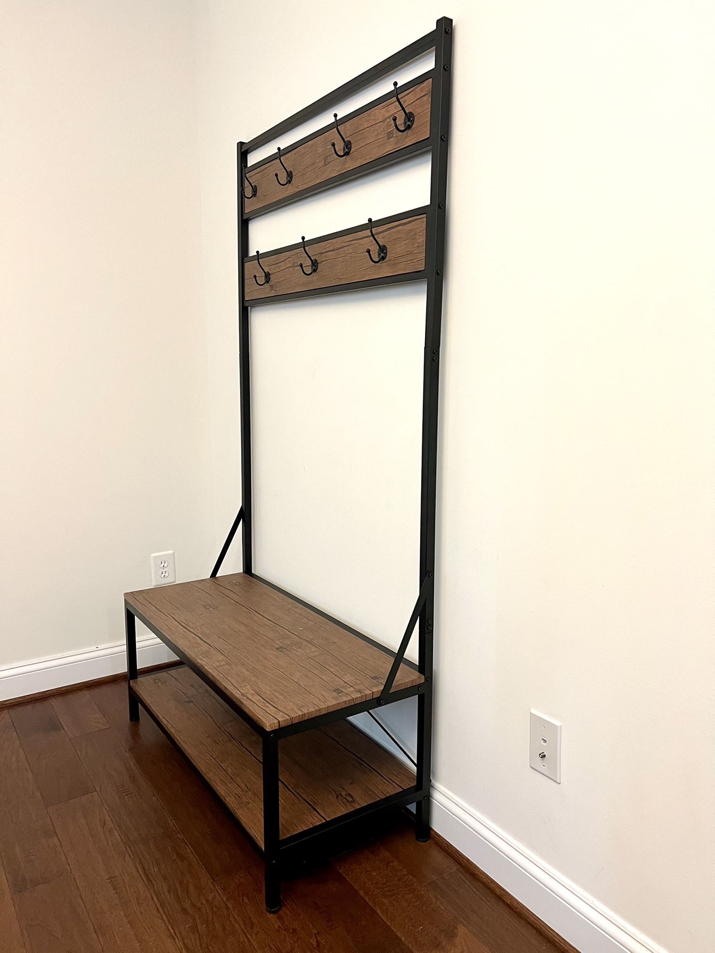 Entryway Hall Tree Coat Rack Storage Bench 