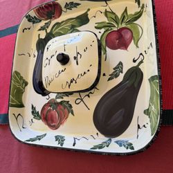 Large Italian Made Server With Dip Bowl 