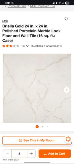 Briella Gold 24in X 24in Polished Porcelain Marble Look Floor Wall Tile