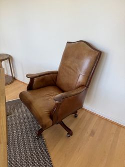 Antique Brown Leather Executive Desk Chair