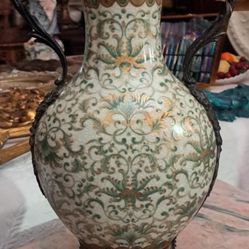 Antique Porcelain And Bronze Vase 