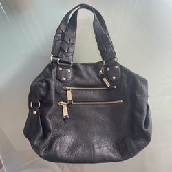 Cole Haan black pebbled texture leather hobo shoulder bag