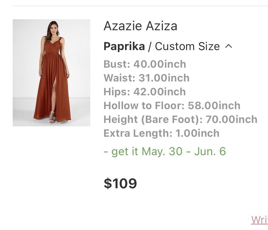 Azazie Bridesmaid Dress Paprika