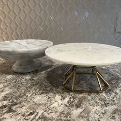 Marble Fruit Bowl & Marble and Gold Cake Stand