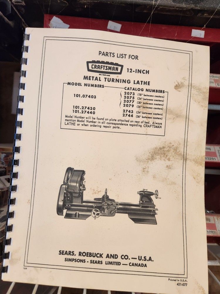 Craftsman 12 Inch Metal Turning Lathe