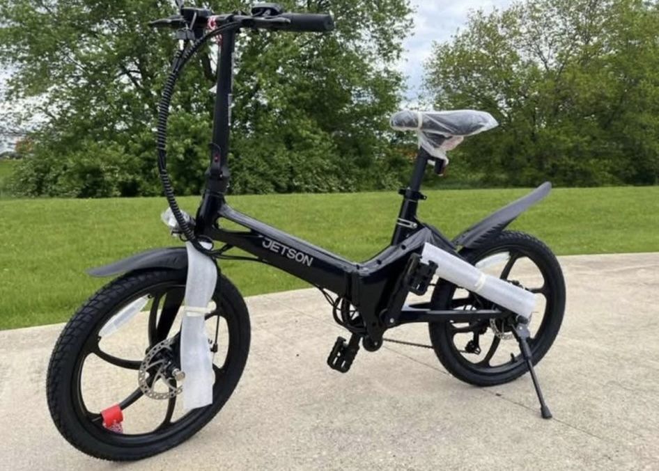 Jetson J8 Electric Bike, 350-Watt Motor, Easy-Folding Mechanism, Headlight, Twist Throttle & Pedal Assist, Cruise Control, 3 Speed Modes, Up To 1