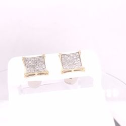 Earrings Gold Diamond Square Earrings 