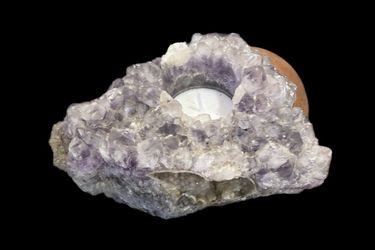 Large Quality Amethyst Crystal Cluster Tea Light Candle Holder