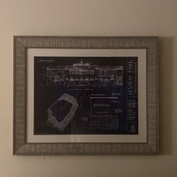 Custom framed Blue Prints Of Fenway Park