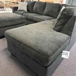 Dark Gray L Shape Comfy Large Deep Seating Cheap Sectional Sofa Couch With Chaise| Light Gray Option| Matching Ottoman Available| Brand New|