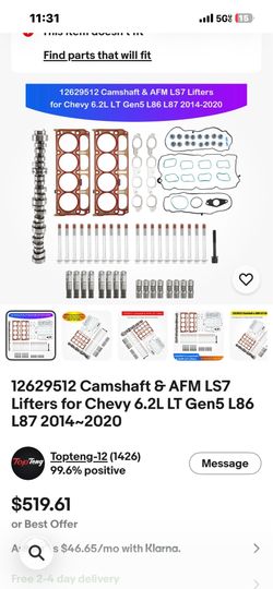 1(contact info removed) Camshaft & AFM LS7 Lifters for Chevy 6.2L LT Gen5 L86 L87 2014~2020