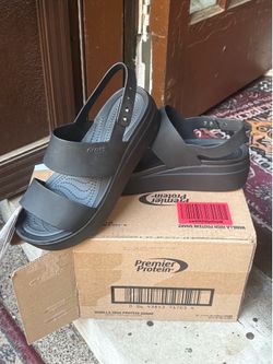 all Black CROCS Brooklyn Low Wedge sz 9