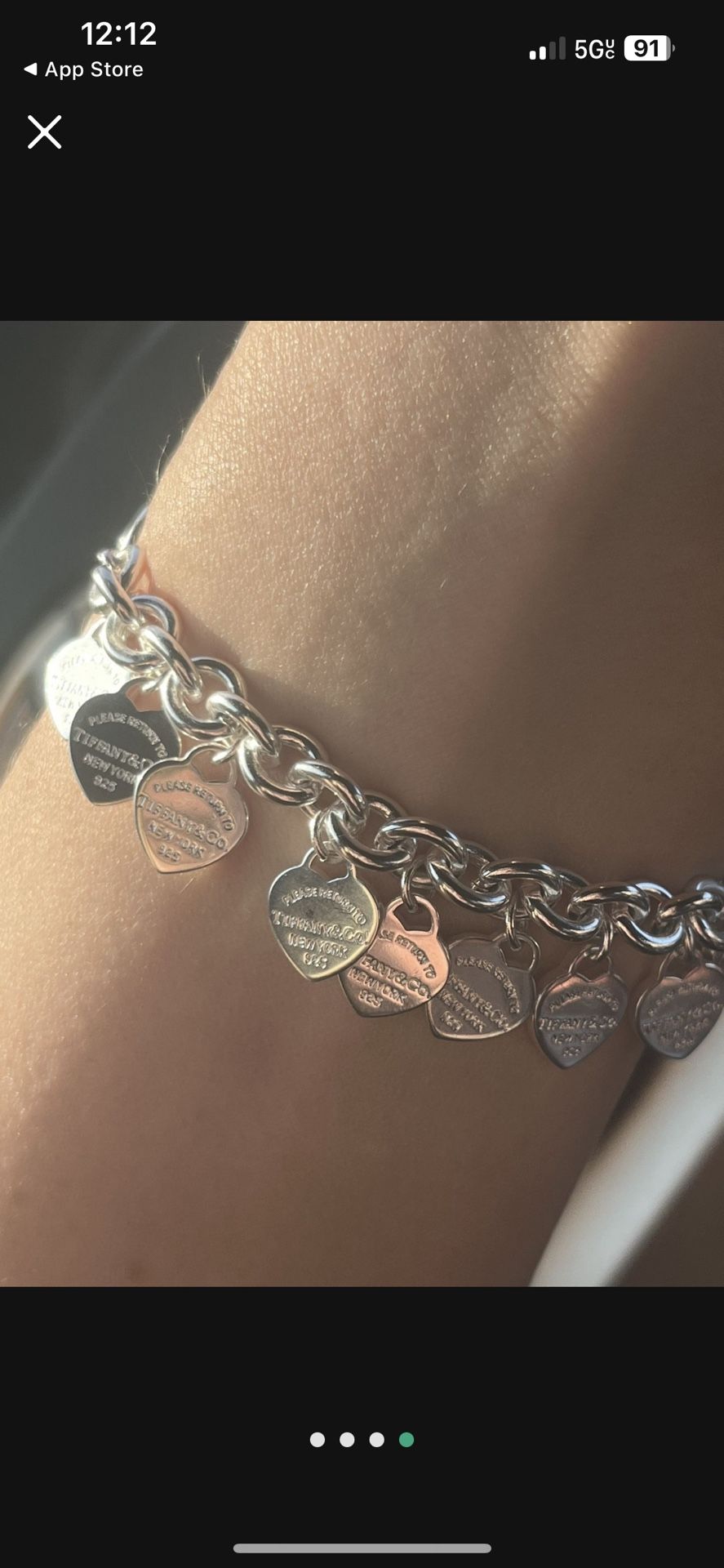 Tiffany And Co Multi Mini Heart Charm Bracelet 7”