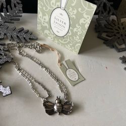 Rare Silver Spoon Jewelry Co. Bumble Bee Necklace 16-18”Adjustable Silver Plated