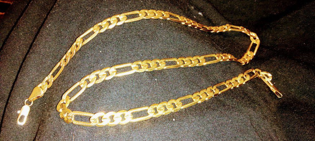 6mm 18k Solid Figaro Gold Chain 