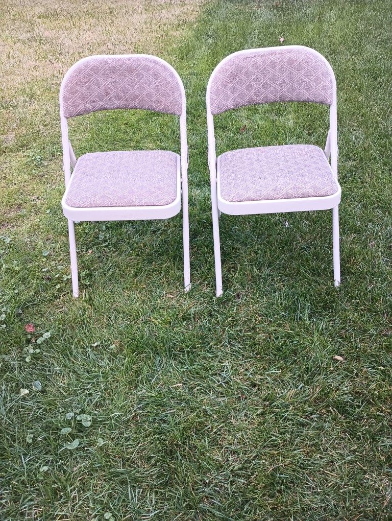 (2) beige Padded Folding Chairs for guests etc. 