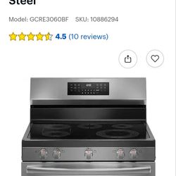 Frigidaire Gallery 5.3 Cu. Ft. Free standing electric Total Convection Range with No Preheat and Air Fryer Stainless Steel