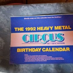 1992 Heavy Metal Birthday Calendar.. Circus Magazine 