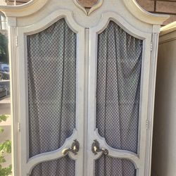 Vintage curved china cabinet set  French Provincial display cabinet”