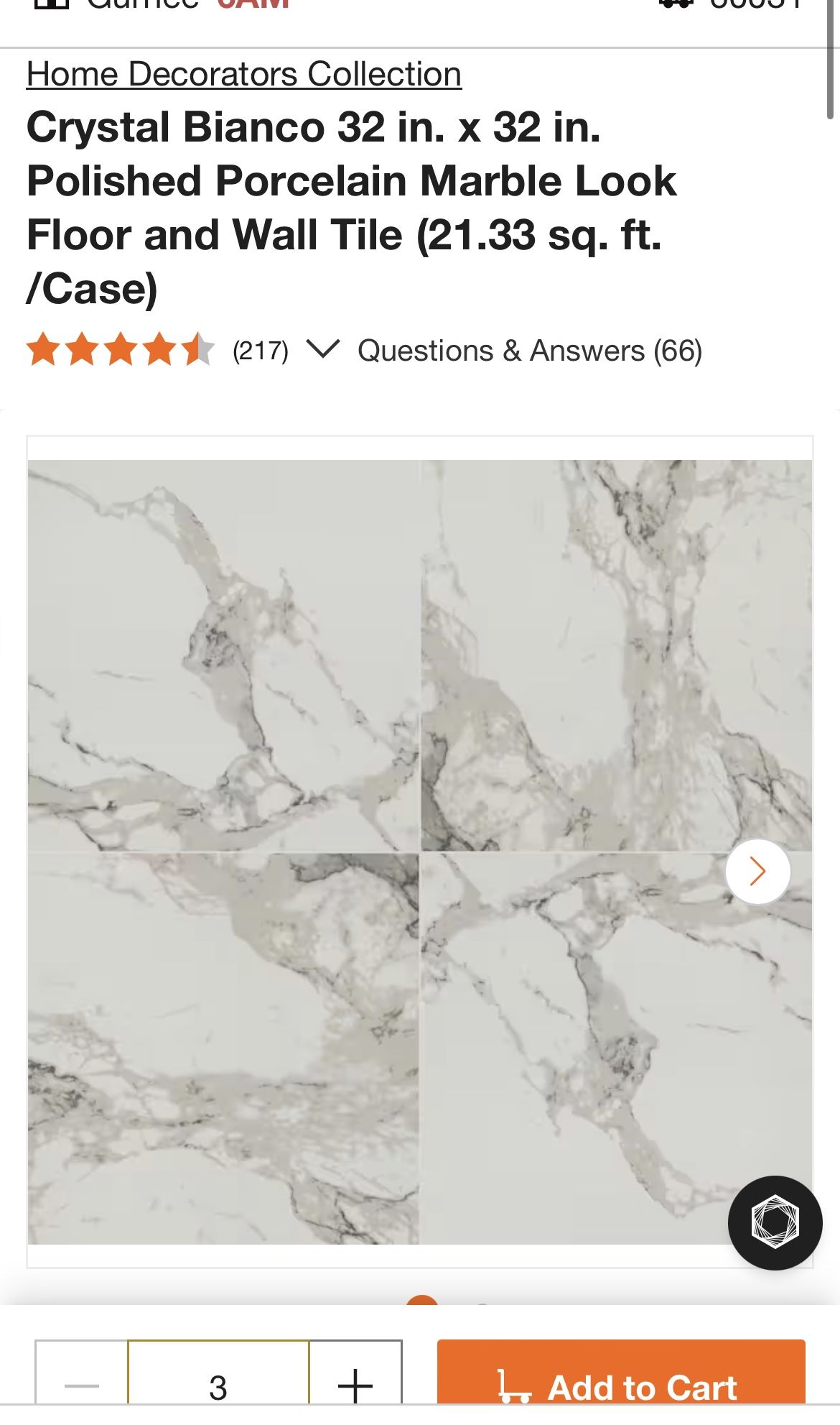 Marble Porcelain Tile 533 sqft