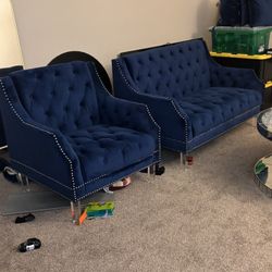 Velvet Blue Couches 