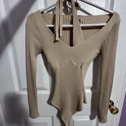Beige Sweater Bodysuit
