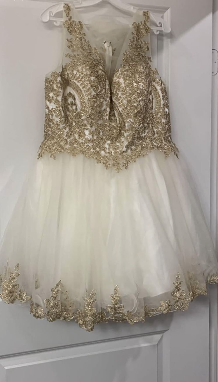 short white and gold dress