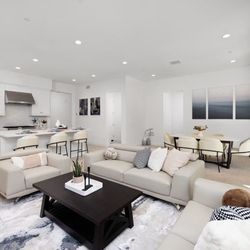 Modern Living Room Set – 3 Sofas + Coffee Table + Fireplace Console 