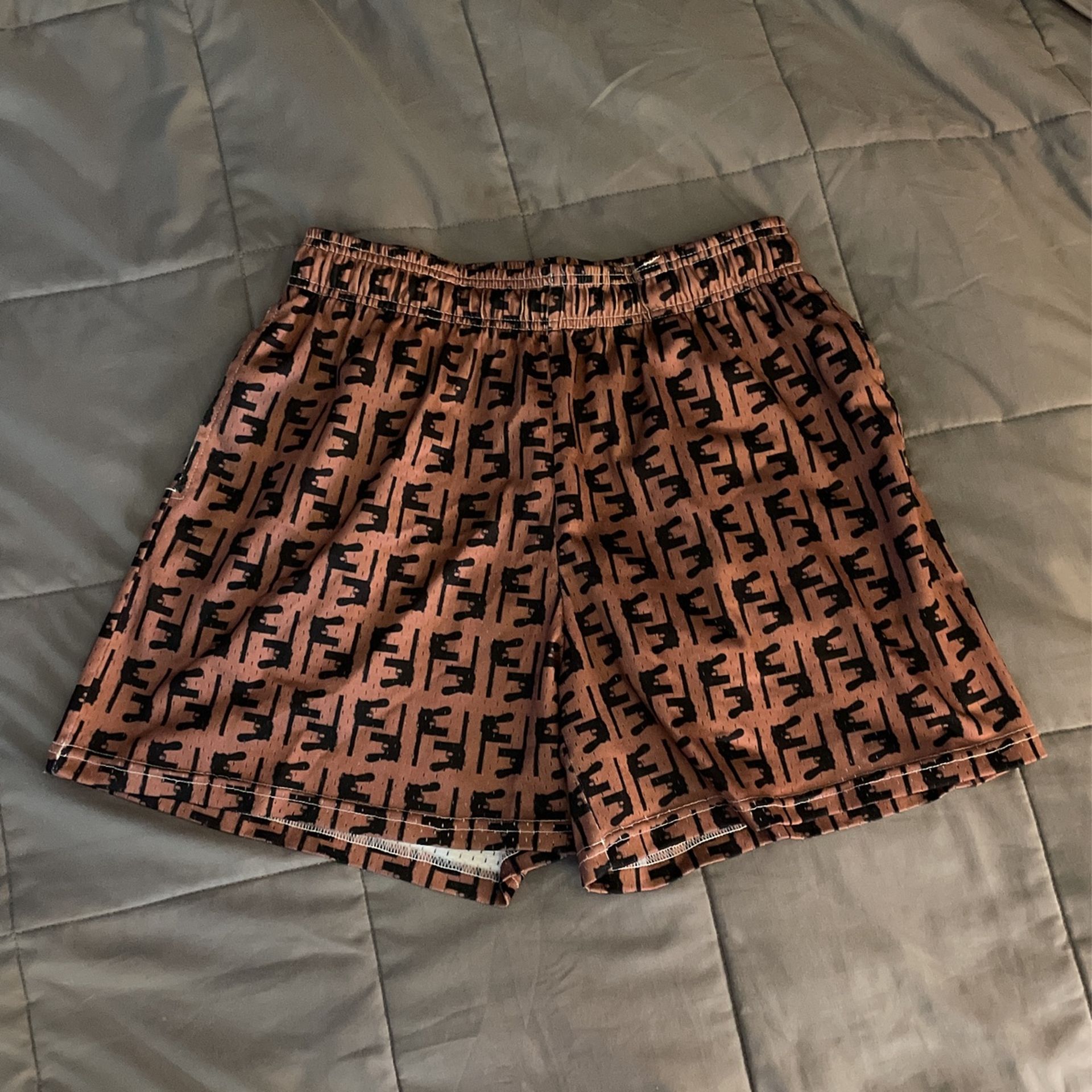 bravest studios brown fendi mesh shorts