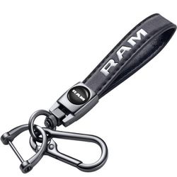 NEW! Genuine Leather Car Keychain for Dodge RAM (Black)