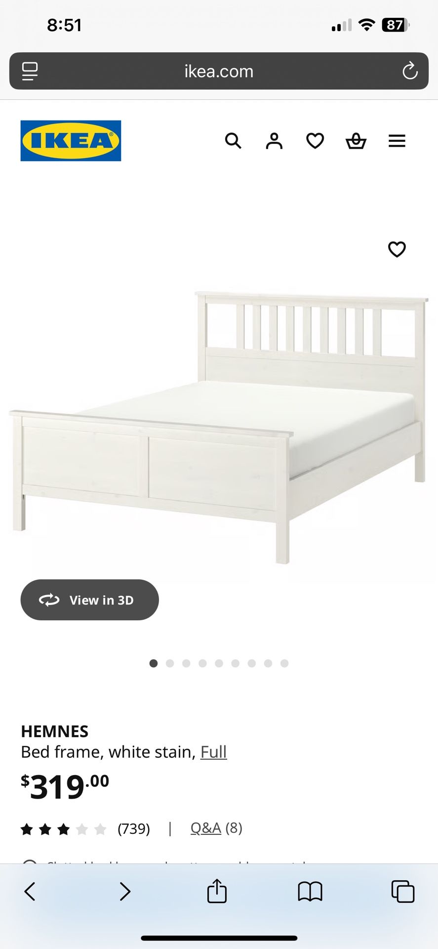 Full Size IKEA Bed No Mattress 