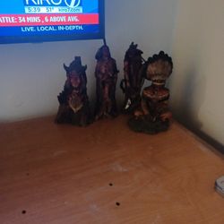 Native Statues Ceramic Hand Painted! Nice!
